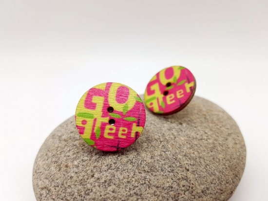 Go Green Holz Knopf Ohrstecker Button